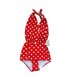 Cocoship Women's Polka Dot One Piece Retro Swimsuit Size 10 NWT